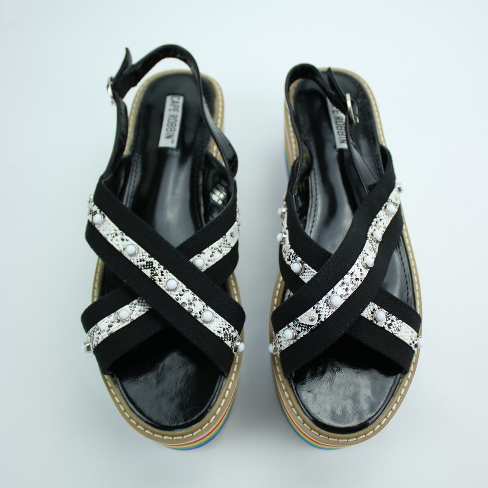 Rainbow Platform Sandals Snake Heels Strappy Pride - Picture 3 of 8